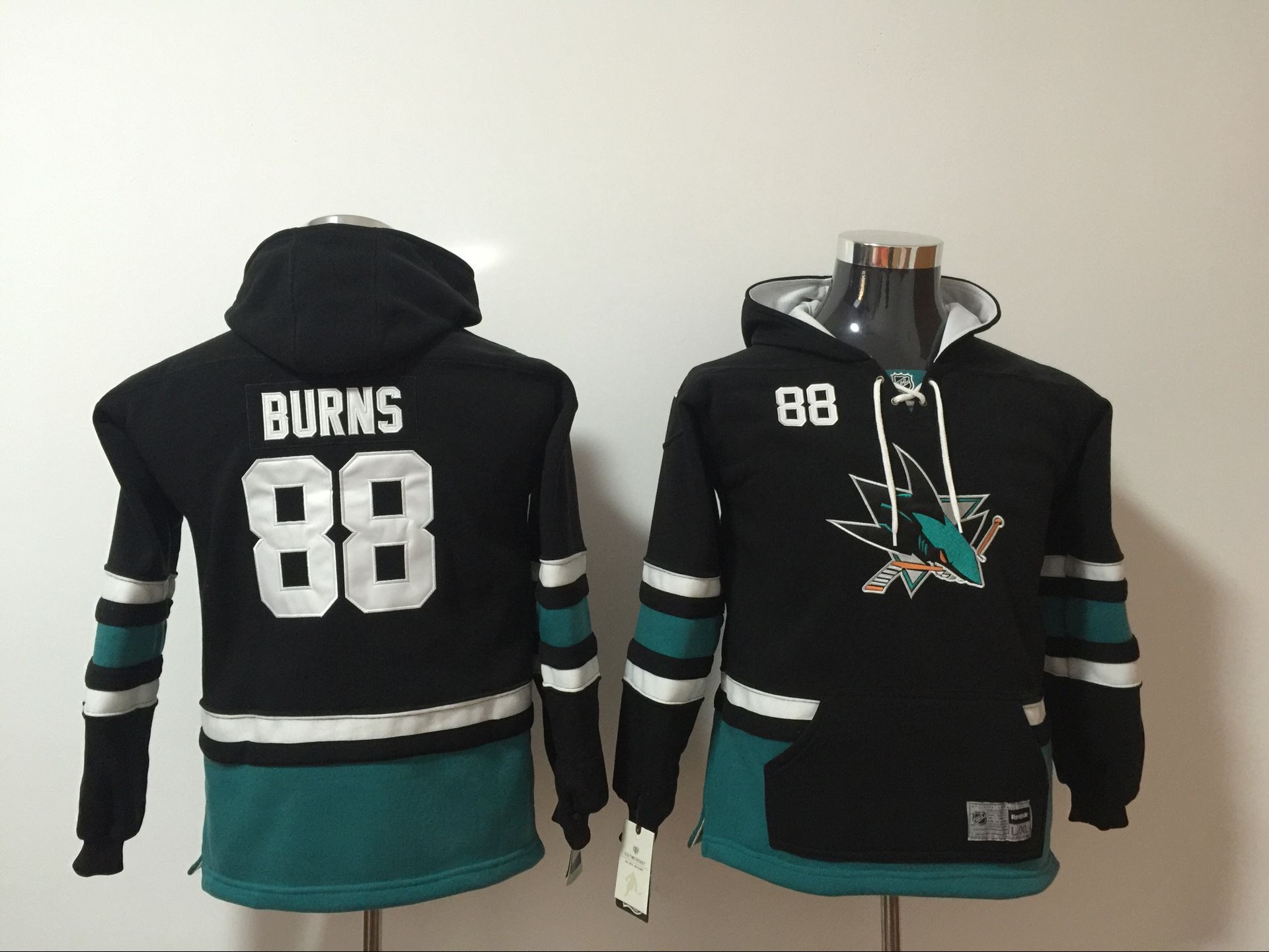 Youth 2017 NHL San Jose Sharks #88 Brent Burns Black Hoodie->->Youth Jersey